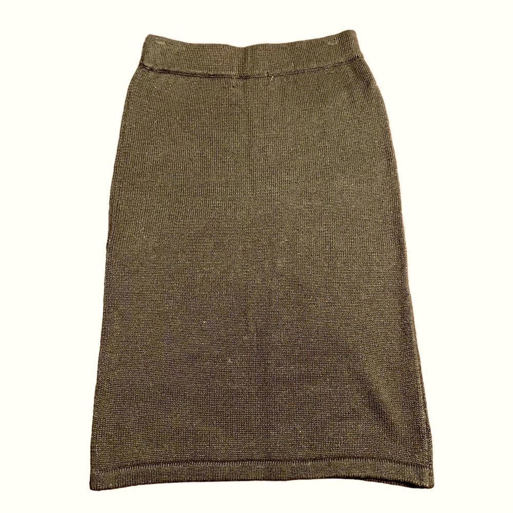 Vintage Cezanne Black knitted cotton ramie midi skirt